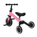 Tricycle Vélo Enfant 2 En 1 Tricycle Bébé Évolutif 1-4 Ans, Vélo Draisienne - Rose