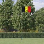 Belgiens flagga och flaggstång 5,55 m aluminium