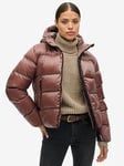 Superdry Hooded Luxe Sports Padded Jacket - Brown, Brown, Size 8, Women