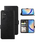 Foluu Wallet Case for Samsung Galaxy A34 5G, Case Cover Card Holster Canvas Flip/Folio Soft TPU Bumper with Kickstand Ultra Slim Strong Magnetic Closure for Samsung Galaxy A34 5G 2023 (Black)