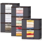 Lifewit Lot de 8 Sac de Rangement 75L, Boite Rangement Vetement Pliable, Caisse Rangement Sous Lit, Cartons Déménagement, Housse de Rangement Couette pour Vêtements, Couvertures, Jouets, Gris