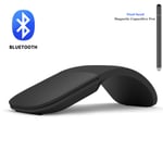 Souris tactile silencieuse sans fil Bluetooth 4.0,périphérique avec sac,souris de jeu pliable ultra fine pour ordinateur portable Microsoft - Type Black Mouse I Pen