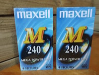 2 x New & Sealed - Blank VHS Tapes - 240 / 4 Hours Maxell Mega Power Tapes