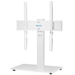 BONTEC Support TV sur Pied TV Universel Pivotant pour Télévisions de 26 à 55 Pouces LCD/LED/Plasma Hauteur Réglable avec Base en Verre Trempé de 8 mm - Charge Maximal 45kg Max VESA 400x400 mm, Blanc