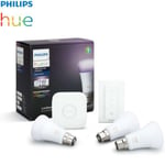 Philips Hue White & Colour Ambiance Starter Kit B22 x3 Dimmer Switch And Bridge