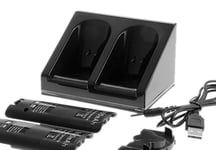 Wii Dock + 2x batteri til Nintendo Wii/Wii U controller, svart