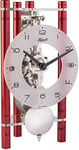 Hermle Horloge de Table Squelette avec piliers en Aluminium anodisé - Triangle 23025-360721 - Cadran Arabe en Verre Rouge - Mouvement nickelé - 19,5 x 11 x 9 cm