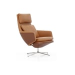 Vitra Grand Relax fåtölj Leather premium F 97 cognac-aluminium