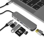 USB C HUB, Dongle Adaptateur USB C 6 en 1 avec Port USB 3.0, HDMI 4K, Port USB C/PD, Lecteur de Cartes SD/TF, Station d'accueil Compatible avec MacBook Pro/Air Laptop et Autres appareils de Type C