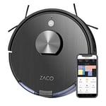 ZACO A10 Robot Vacuum Cleaner with Mop Function (New 2021), 360° Laser Navigation, Alexa & Google Home Control, Mapping, No-Go Zones, Timer, for Hard Floors & Carpet, Vacuum or mop up to 2 hours, Grey
