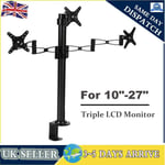 Triple Arm Lcd Led Monitor Desk Mount Bracket Stand For 3 Monitor 27inch Screens