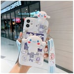 Sanrio Cinnamoroll 3d case för Iphone 14 13 12 11 Pro Max X Xr Xs 7 8 Plus Söt hundbandsbygel Cartoon Cover Lanyard Mirror and Rope For iPhone 11 Pro