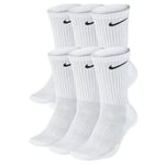 Nike SX7666 Unisex Everyday Cushion Crew Training Socks (6 Pairs) White Cotton - Size Large