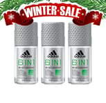 Adidas Men 6-In-1 Roll-On Deodorant Antiperspirant 50ml 3-Pack