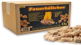 Feuerbällchen - L'original – pour Allumer des poêles en faïence, cheminée, cuisinière, Barbecue, feu de Camp – Fabriqué en Produits naturels purs – Résistant à l'humidité – Boîte de 2,5 kg