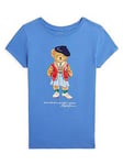 Ralph Lauren Girls Bear Short Sleeve T-shirt - New England Blue, Blue, Size Age: 6 Years, Women