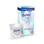 Durex Nude, Condoms, Regular Fit, 12s, Ultra Thin, Designed To Feel It All, With Silicone Lube