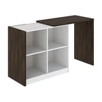 Marque Amazon - Movian Bureau extensible Boss avec bibliothèque, 83 x 44 x 76 cm, chêne foncé/blanc