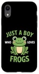 Coque pour iPhone XR Juste un garçon qui aime les grenouilles, de jolis garçons illustrés de grenouilles