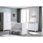 Pack - Lit Bébé 60x120cm, Commode & Armoire "Erik I" Blanc