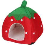 Söt Strawberry Pet Bed Hund Katt Kattunge Valp Cave Kennel med dyna hopfällbar kattsäng inomhus katt utrymme litenyys .