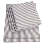 King Size Bed Sheets - 6 Piece 1500 Supreme Collection Fine Brushed Microfiber Deep Pocket King Sheet Set Bedding - 2 Extra Pillow Cases, Great Value, King, Classic Stripe Gray