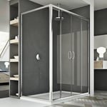 CABINE DE DOUCHE 90X120 CM 2 PORTES VERRE TRANSPARENT OUVERTURE CENTRALE