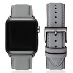 SUNFWR Leather Bands for Apple Watch Strap 41mm 40mm 38mm,Men Women Replacement Genuine Leather Strap for iWatch SE Series 7 6 5 4 3 2 1 Sport,Edition(38mm 40mm 41mm, Gray&Black)