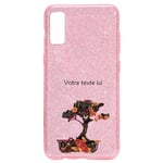 Coque Iphone XR paillettes rose bonsai japonais personnalisee