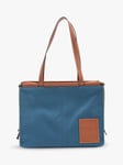 Pre-loved LOEWE Canvas and Leather Anagram Logo Patch Tote Bag, Blue