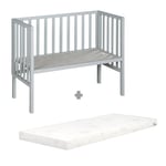 Roba roba Sivuvaunusänky Safe asleep® 2 in 1 taupe + patja