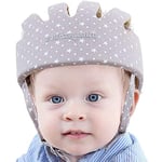 IULONEE Baby Helmet Toddler Protective Hat Infant Head Protective Cotton Hat Toddler Adjustable Safety Helmet (Snow Grey)