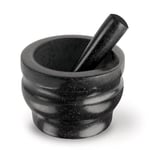 Cole & Mason Worcester Black Pestle and Mortar Set, Granite, Spice Grinder/Herb Grinder, 140 mm, Small Pestle and Mortar Set