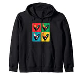 Colorful Funny Chicken Art, Crazy Chicken Rooster Family Zip Hoodie