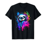 Colorful artistic sloth with headphones T-Shirt