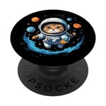Cat Astronaut Floating in Space Design | Cosmic Cat Lover PopSockets PopGrip Interchangeable