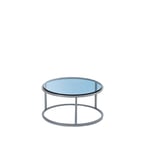 Living Divani - Ile Round Low Table Ø140x47, Steel Lacquered Burnish, Blue glass - Pienet pöydät & sivupöydät - Piero Lissoni - Musta - Lasi/Metalli