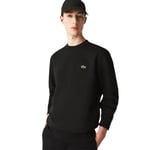 Lacoste Mens Crew Neck Fleece Sweatshirt Black Cotton - Size Large