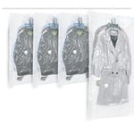 ZWMYF Lot de 4 sacs de Rangement sous Vide Suspendre pour vêtements,Transparents et réutilisables Housse sous vide pour vetement,pour costumes,costumes, robes, manteaux ou vestes 3(105x70)/145x70 cm)