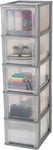 Iris Ohyama, Tour de Rangement Plastique, 5 Grands Tiroirs, Argent, Ouverture Facile, Format A4, A5 & A6, Meuble, Organisateur, pour Bureau, Fourniture Scolaire, Papeterie, Sans BPA, OCH-2500