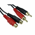 10m 2 x RCA Extension Cable Twin Phono Audio Lead Male to Female Plug GOLD