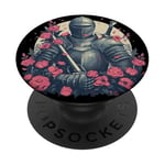 Roses et chevaliers cool pour les amateurs de chevaliers médiévaux PopSockets PopGrip Adhésif