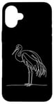 Coque pour iPhone 16 Plus Line Art Grue de sable pour oiseaux et ornithologues