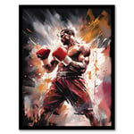 Artery8 The Contender Boxing Heavyweight Champion Of The World Action Artwork Man Cave Artwork Framed Wall Art Print A4