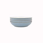 Denby - Elements Blue Pasta Bowls Set of 4 - Dishwasher Microwave Safe Crockery 1050ml 22cm - Blue, White Ceramic Stoneware Tableware - Chip & Crack Resistant