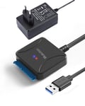 Câble Adaptateur Sata Usb 3.0,Pour Disque Dur/Ssd 3,5/2,5 Pouces Avec Adaptateur D'Alimentation 12 V/2 A Prend En Charge Uasp