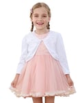 Adorel Gilet Court Boléro Cardigan Manche Longue Col Rond Uni Fille Blanc 9-10 Ans (Taille Fabricant: 160)