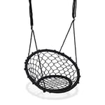 Relaxdays Balançoire suspendue nid d’oiseau Panier suspendu extérieur 150 kg dossier, Ø75cm, noir