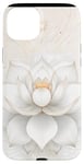 Coque pour iPhone 15 Plus Blanc Art Déco Géométrique Fleur de Lotus Éléments Célestes