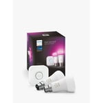 Philips Hue White and Colour Ambience Starter Kit: 2 B22 Smart Bulbs (1100)